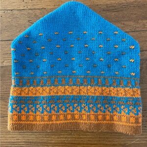 Capello Blue and Orange Knit Wool Beanie Adult Size